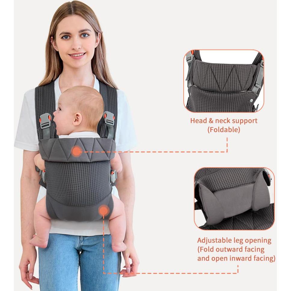 Portabebés Ergonómico IULONEE Gris Oscuro 3.2-20.4 kg