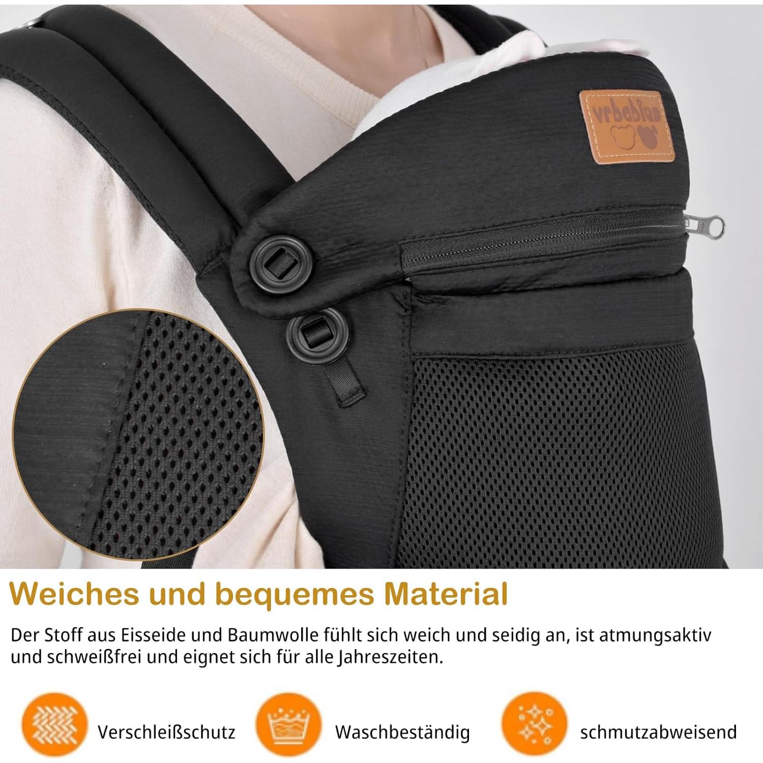 Portabebés ergonómico VRBabies negro para 3.6-18 kg