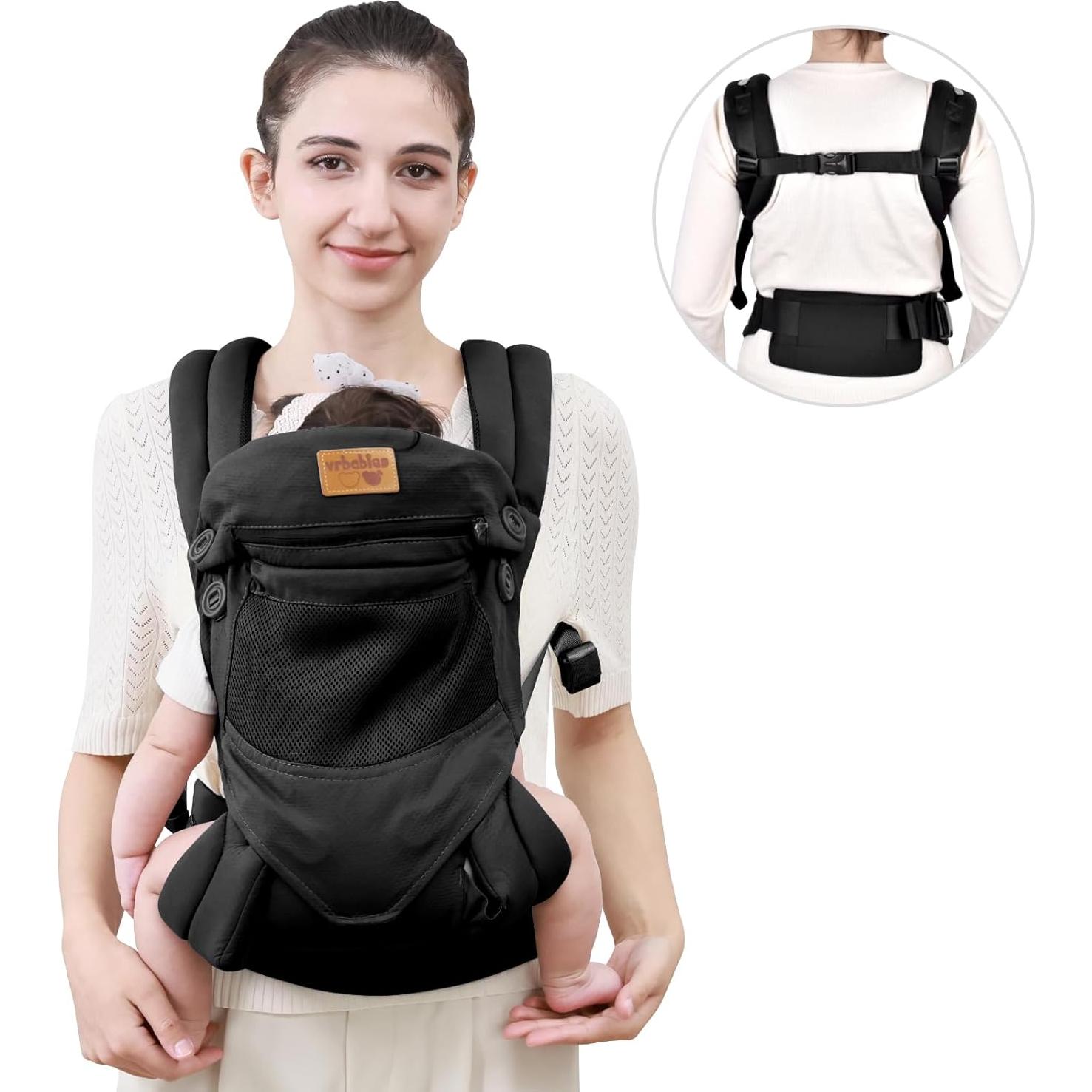 Portabebés ergonómico VRBabies negro para 3.6-18 kg