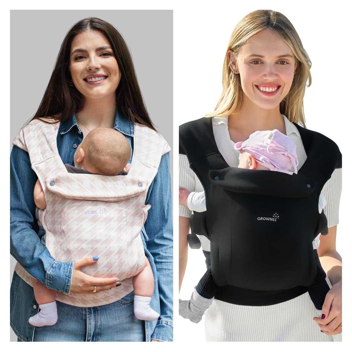 Portabebés GROWNSY Ergonómico Tweed Rosa y Negro