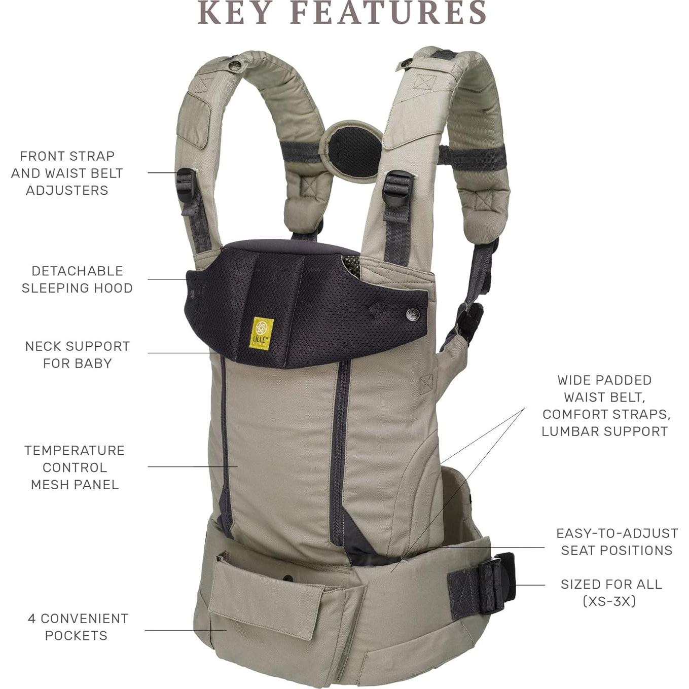 Portabebés Ergonómico LÍLLÉbaby Serenity 6-en-1 Gris Sombra