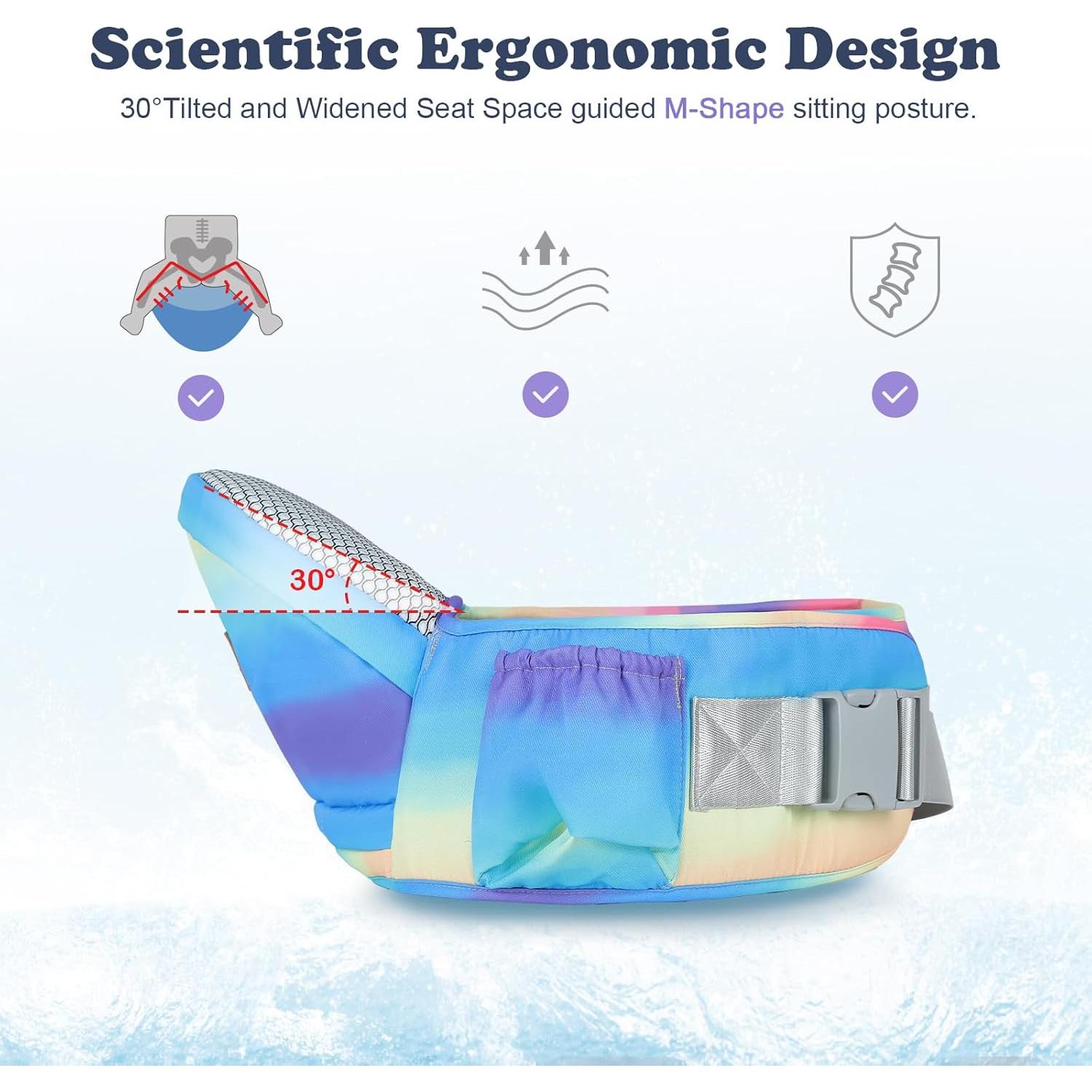 Portabebés Ergonómico Arcoíris con Asiento de Cadera 0-30 kg