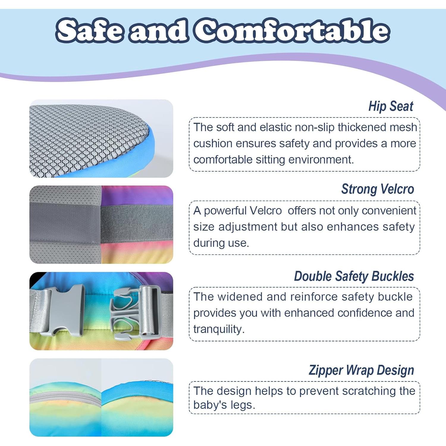 Portabebés Ergonómico Arcoíris con Asiento de Cadera 0-30 kg