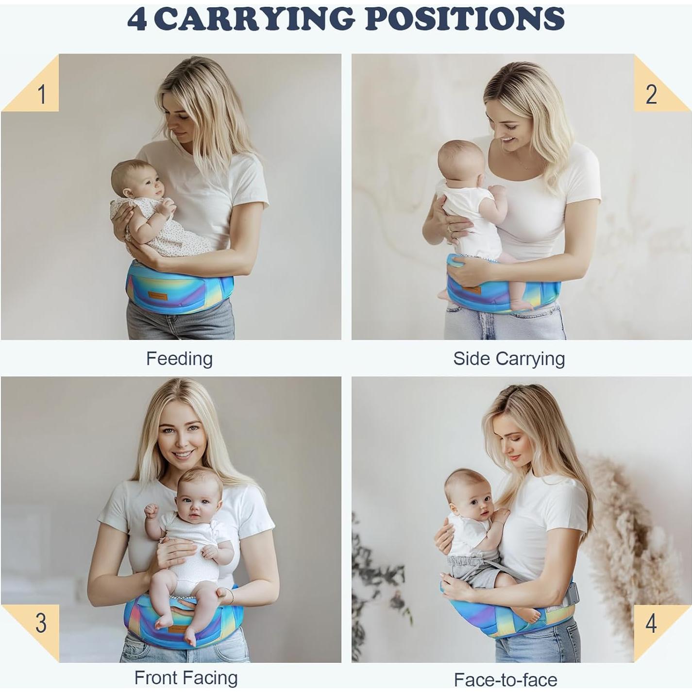 Portabebés Ergonómico Arcoíris con Asiento de Cadera 0-30 kg