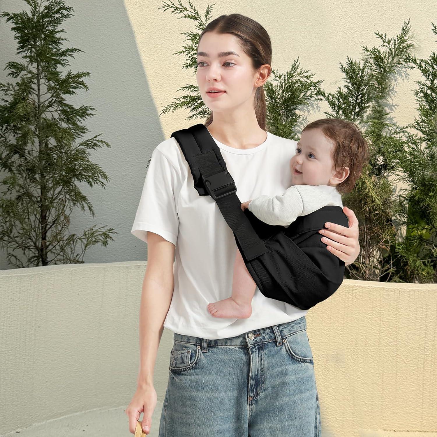 Portabebés tipo fular Mamá y Bebé, Negro, 3.2-13.6 kg