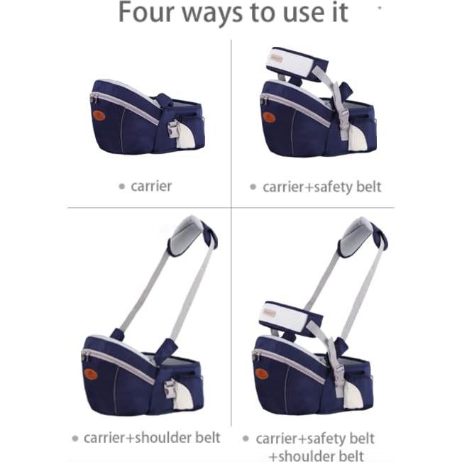 Portabebés con Asiento para Cadera Azul Oscuro - Ergonomía y Almacenamiento