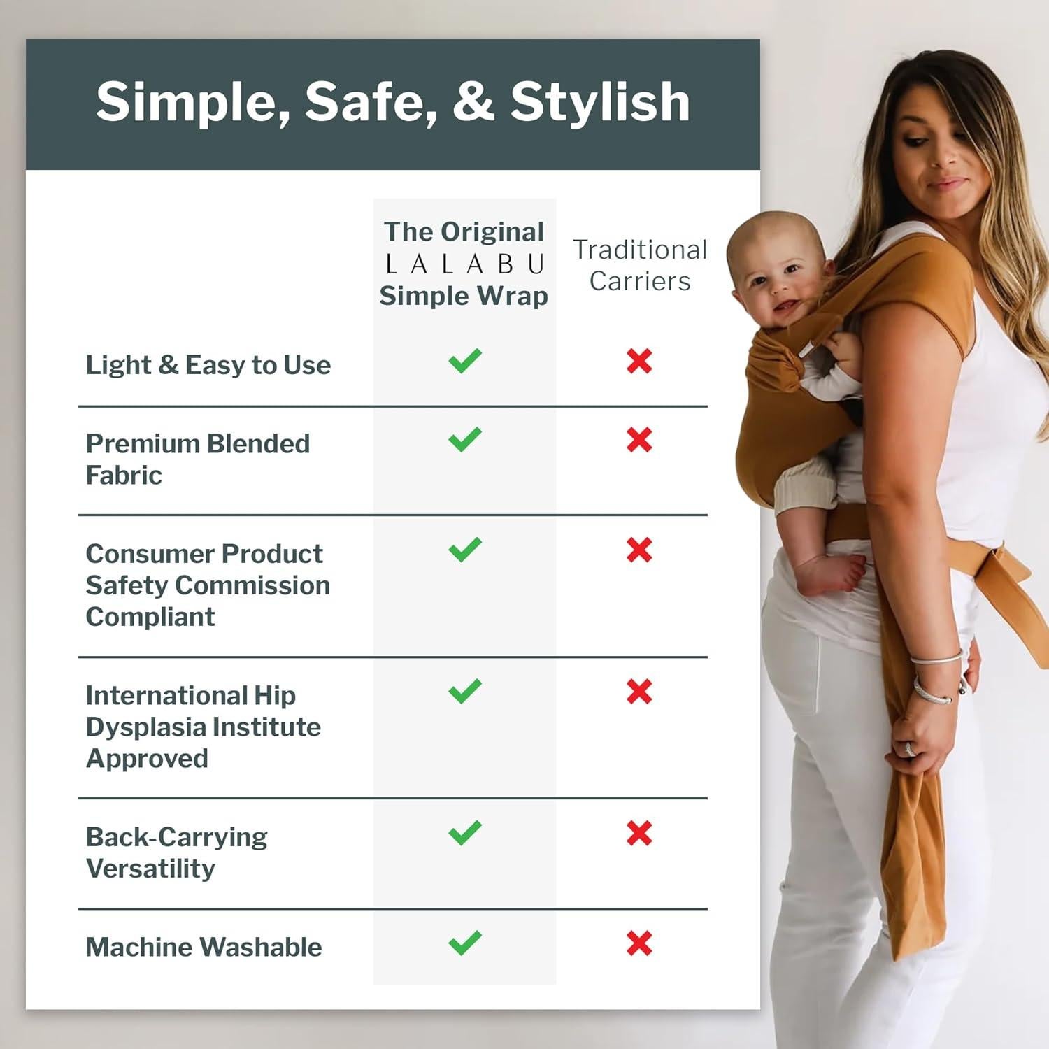 Lalabu Simple Wrap Portabebés Natural 5.9-12.7 kg Ergonómico