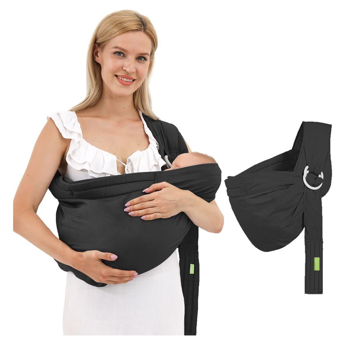 Fular Portabebés Ergonomico Negro - Hasta 16.3kg - Ajustable