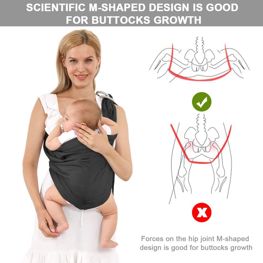 Fular Portabebés Ergonomico Negro - Hasta 16.3kg - Ajustable