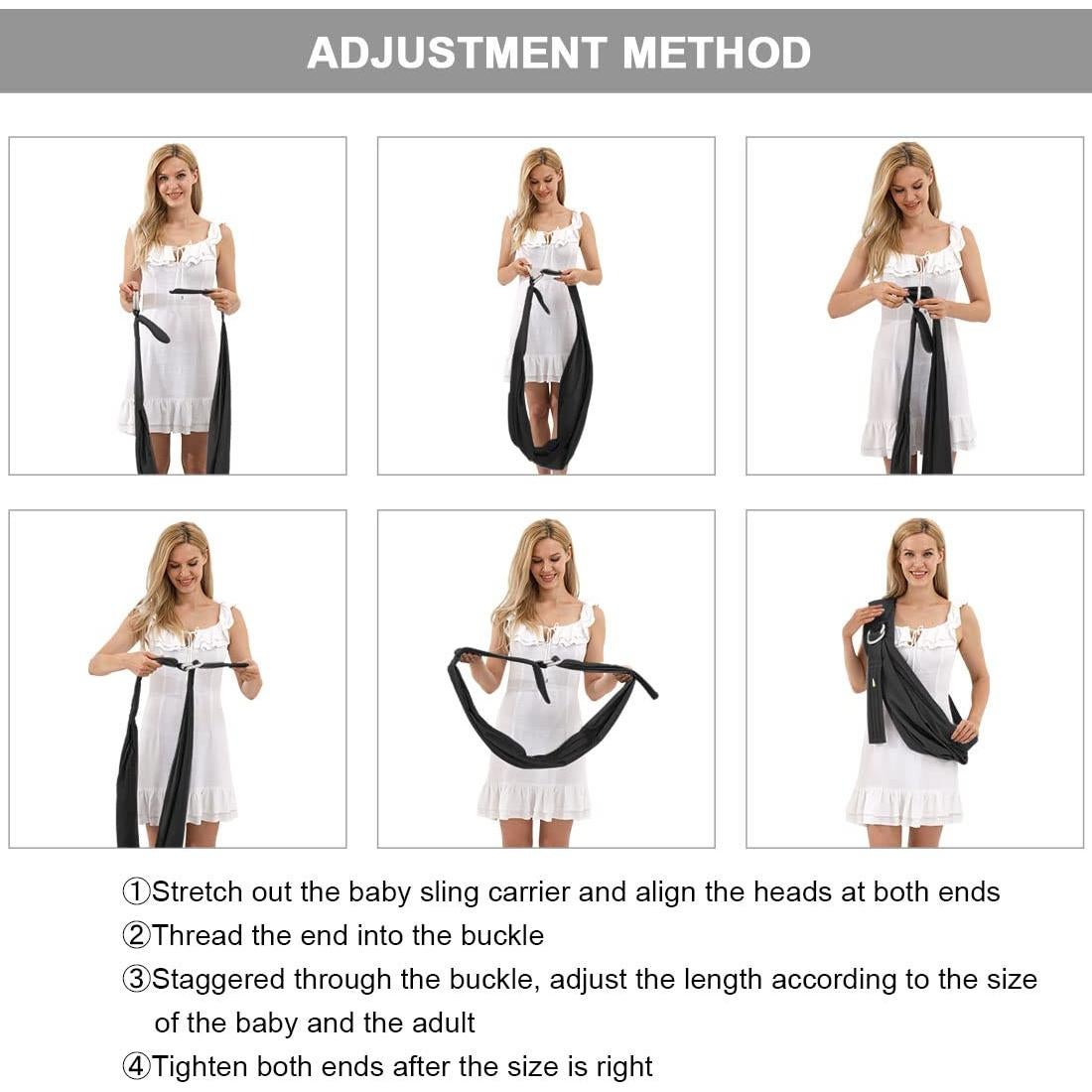 Fular Portabebés Ergonomico Negro - Hasta 16.3kg - Ajustable