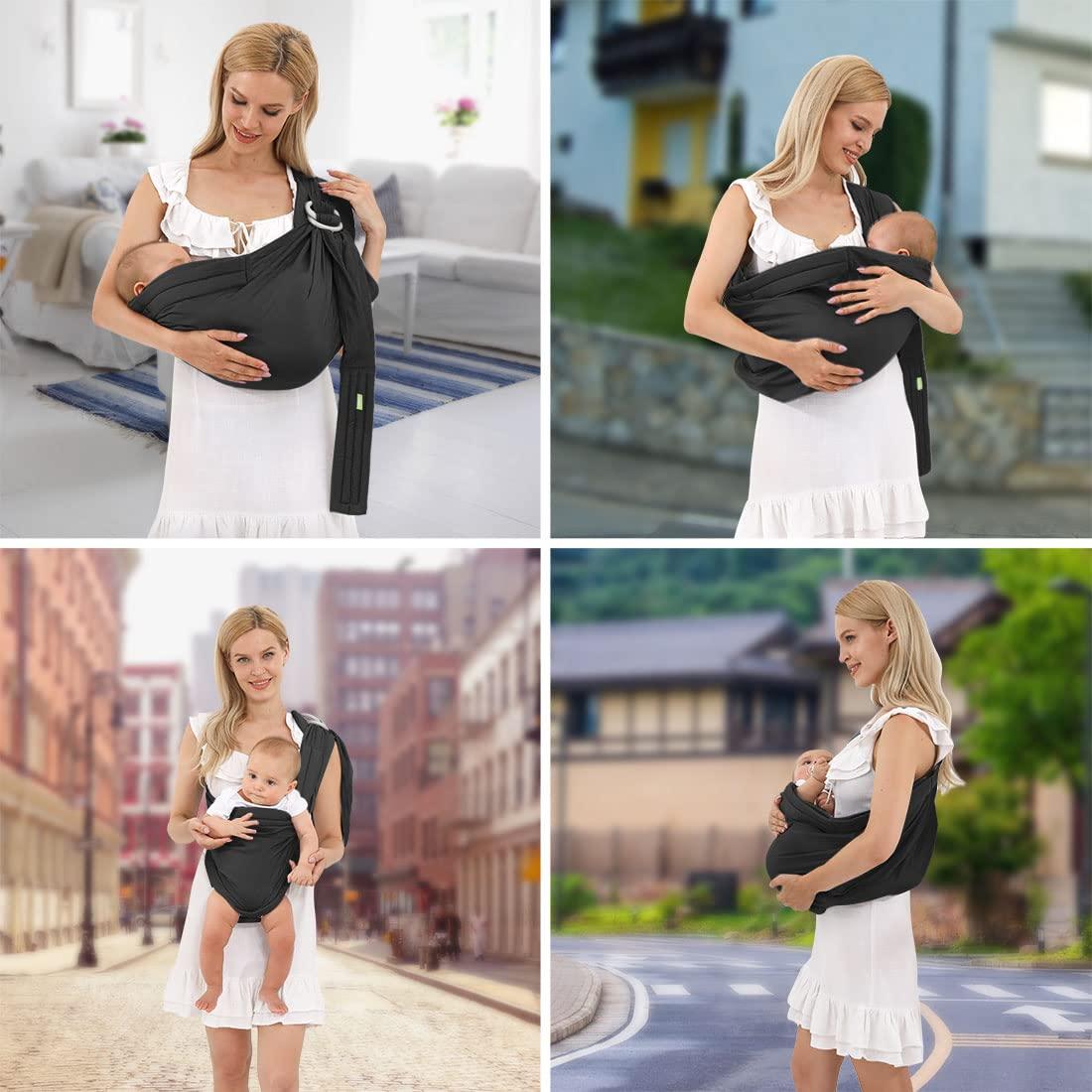 Fular Portabebés Ergonomico Negro - Hasta 16.3kg - Ajustable