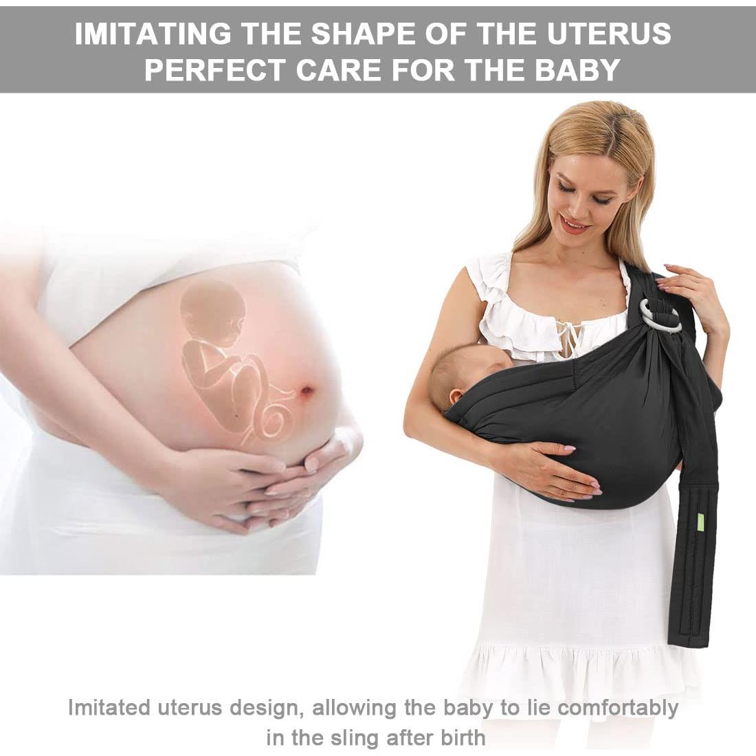 Fular Portabebés Ergonomico Negro - Hasta 16.3kg - Ajustable