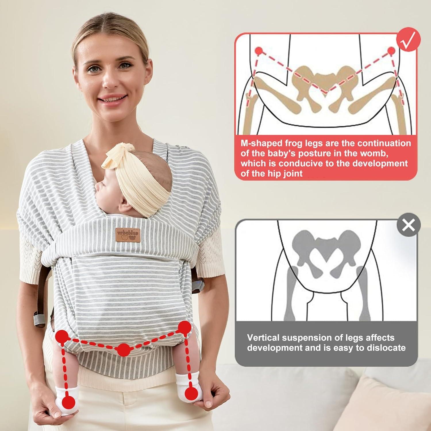 Fular Portabebés Algodón vrbabies Rayas Grises Ajustable