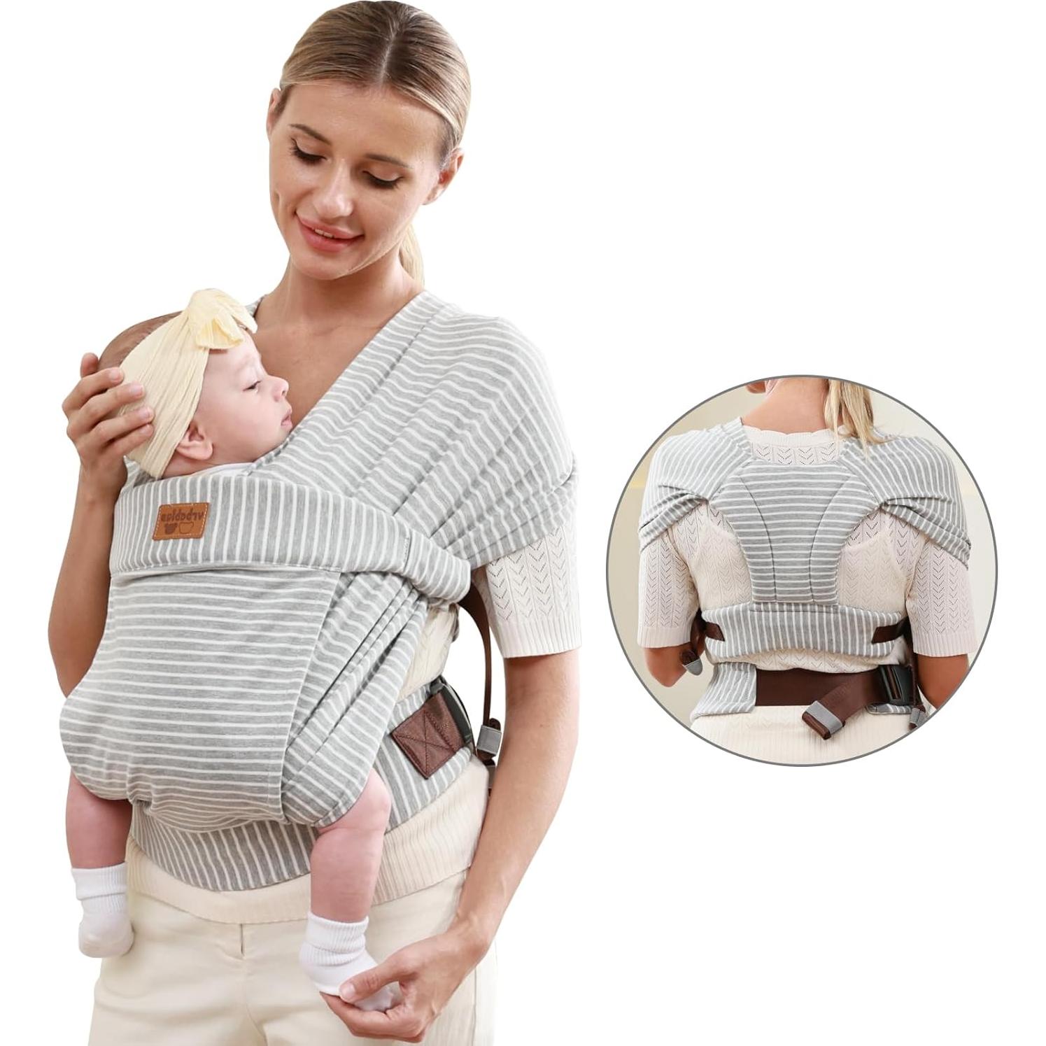 Fular Portabebés Algodón vrbabies Rayas Grises Ajustable