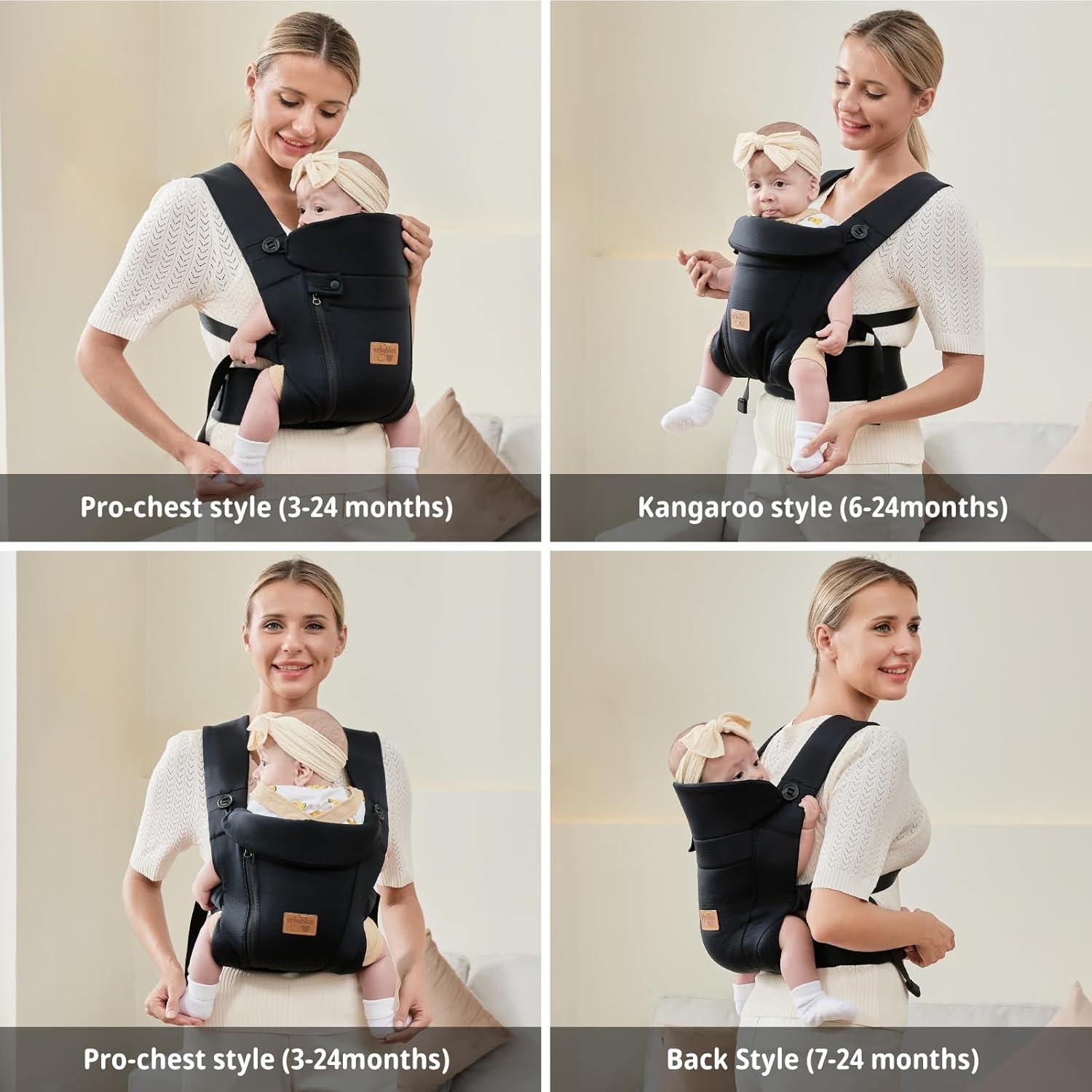 Portabebés Ergonómico Vrbabies Mejorado Negro con Cinturón