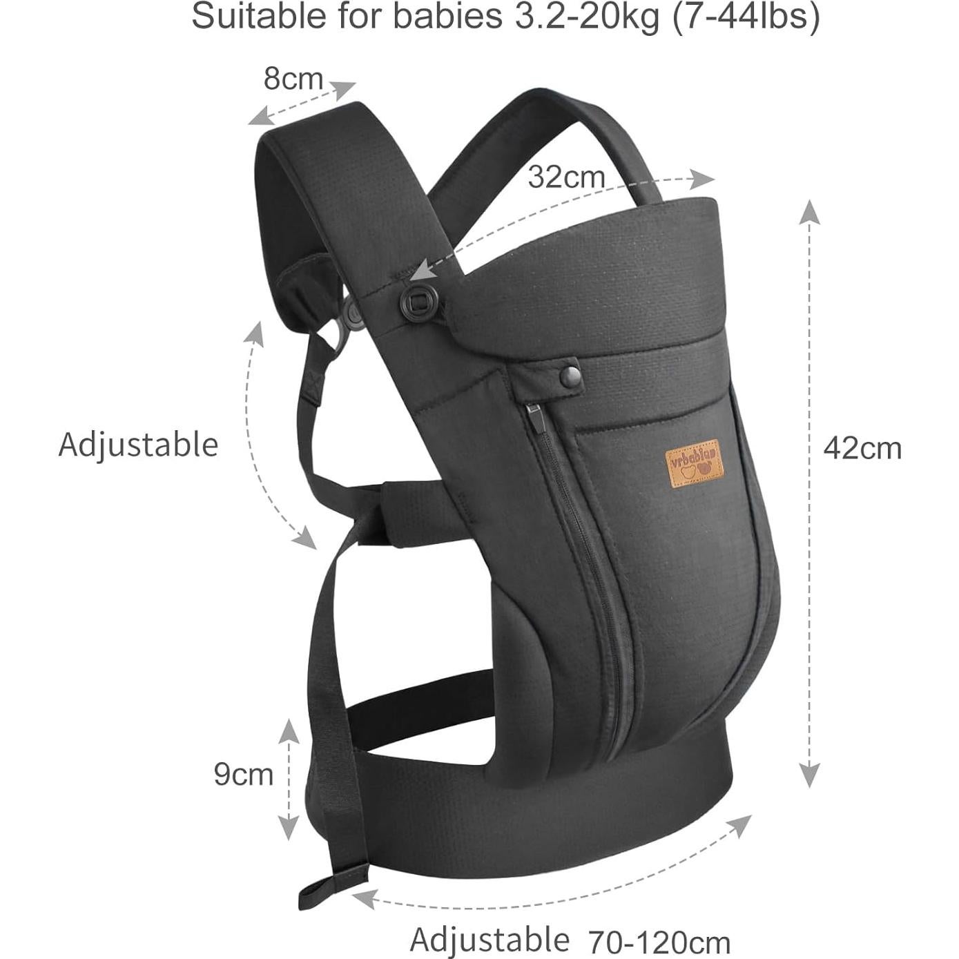 Portabebés Ergonómico Vrbabies Mejorado Negro con Cinturón