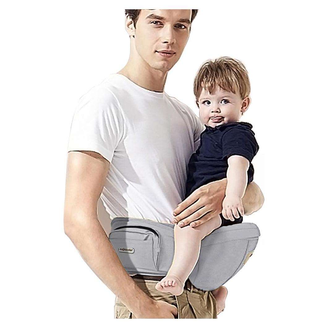 Portabebés Ergonomico ANGELBB Gris con Asiento de Cadera Ajustable