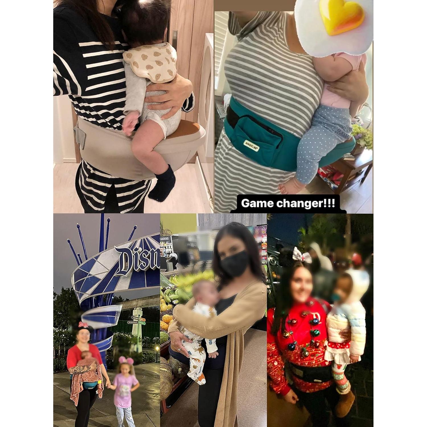 Portabebés Ergonomico ANGELBB Gris con Asiento de Cadera Ajustable