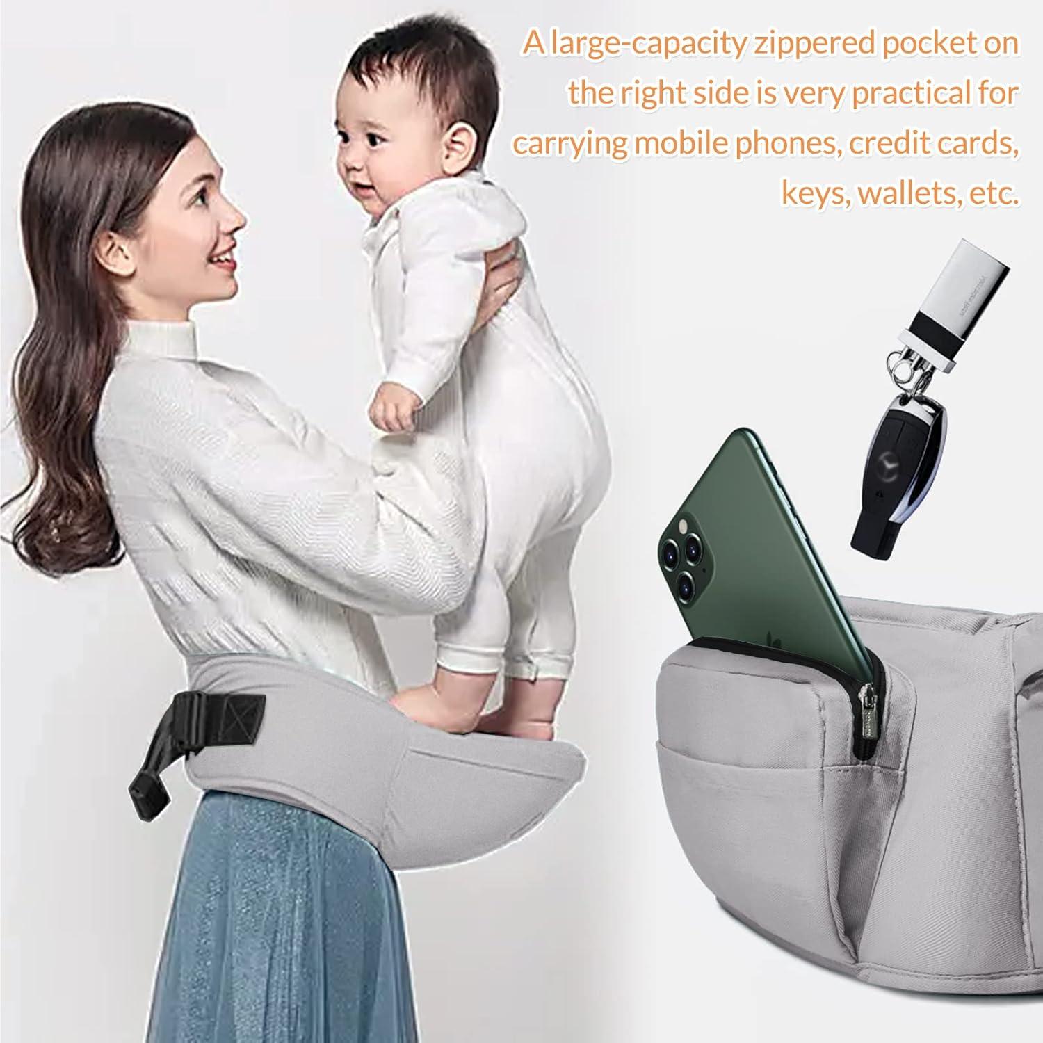 Portabebés Ergonomico ANGELBB Gris con Asiento de Cadera Ajustable