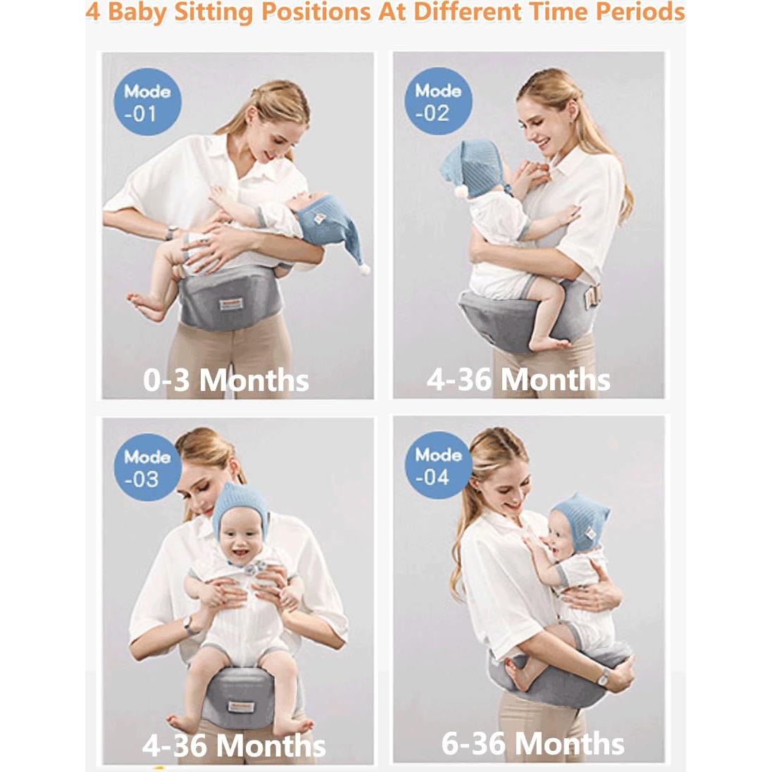 Portabebés Ergonomico ANGELBB Gris con Asiento de Cadera Ajustable