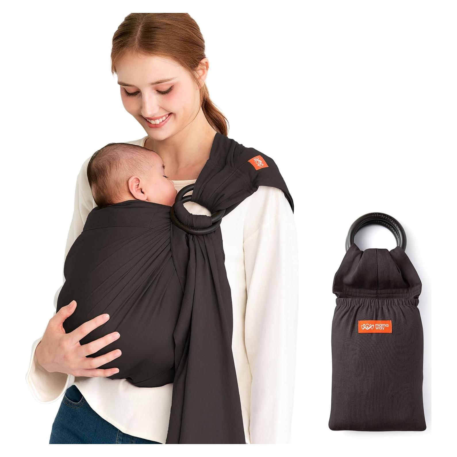 Mamaway Sling de Anillo para Bebés - Soporta hasta 75kg, Carbón