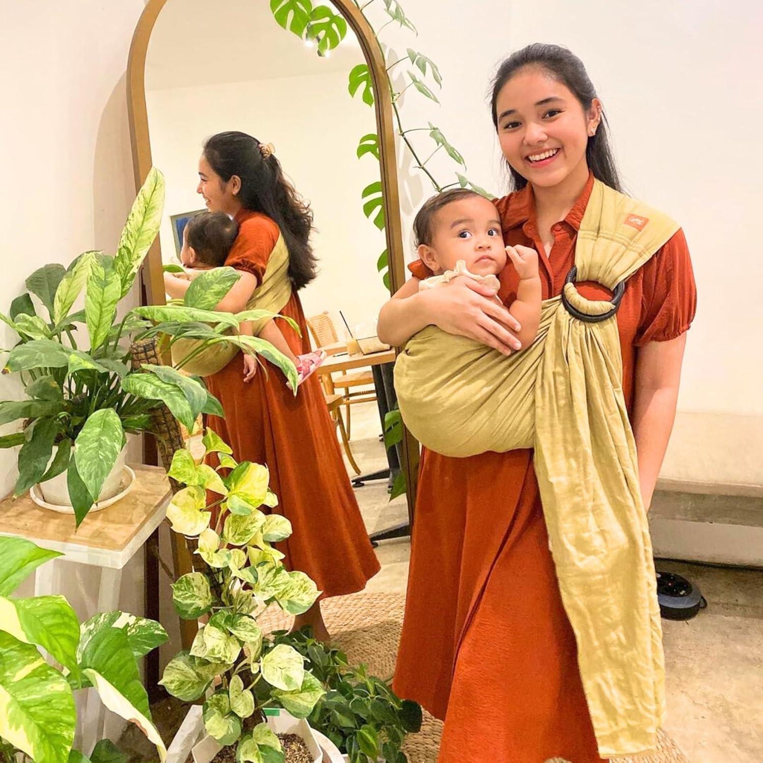 Mamaway Sling de Anillo para Bebés - Soporta hasta 75kg, Carbón