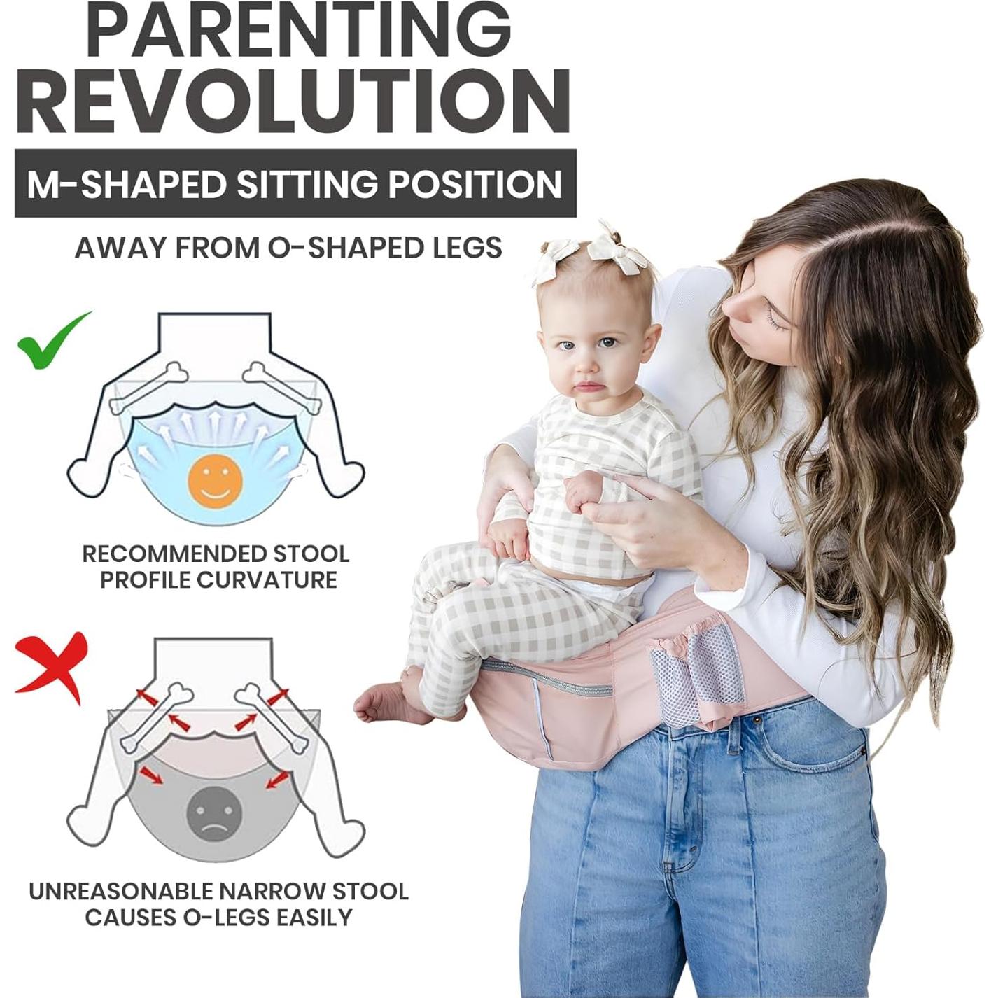 Portabebés ergonómico Rosa 100% algodón hasta 20 kg