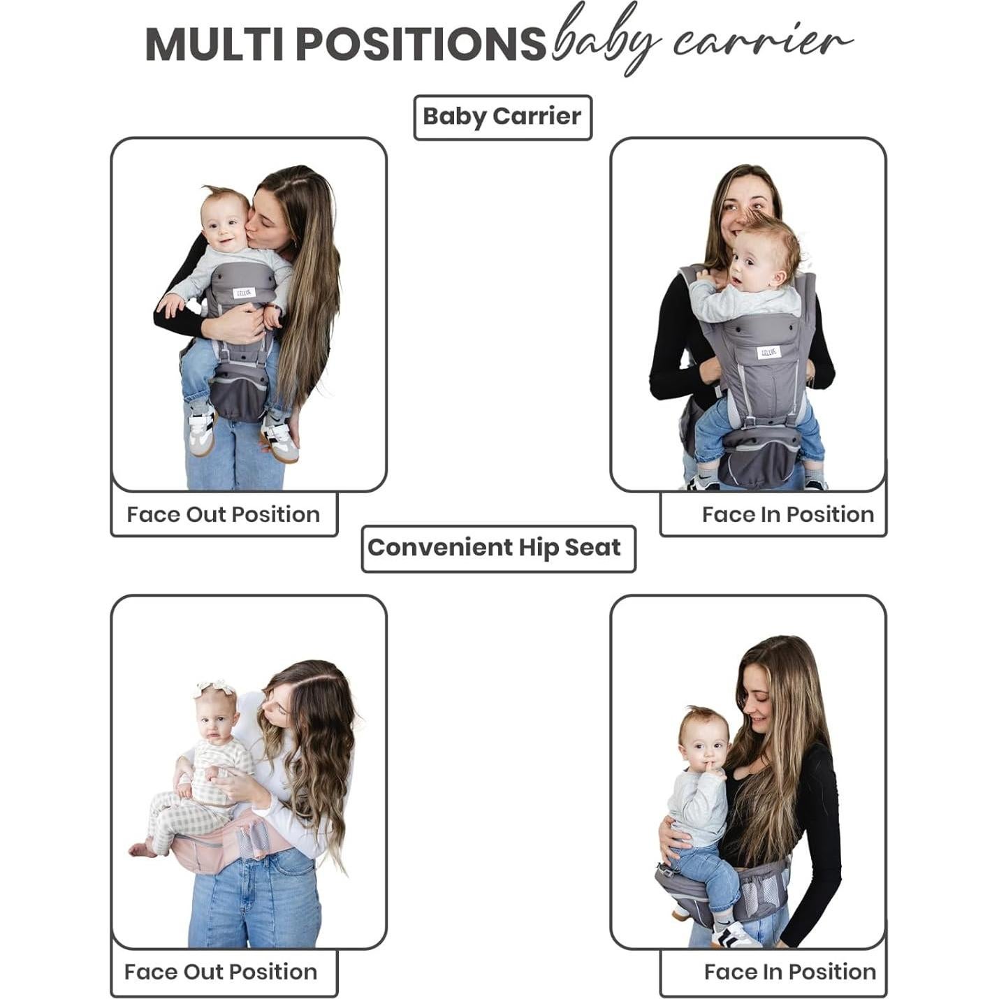 Portabebés ergonómico Rosa 100% algodón hasta 20 kg