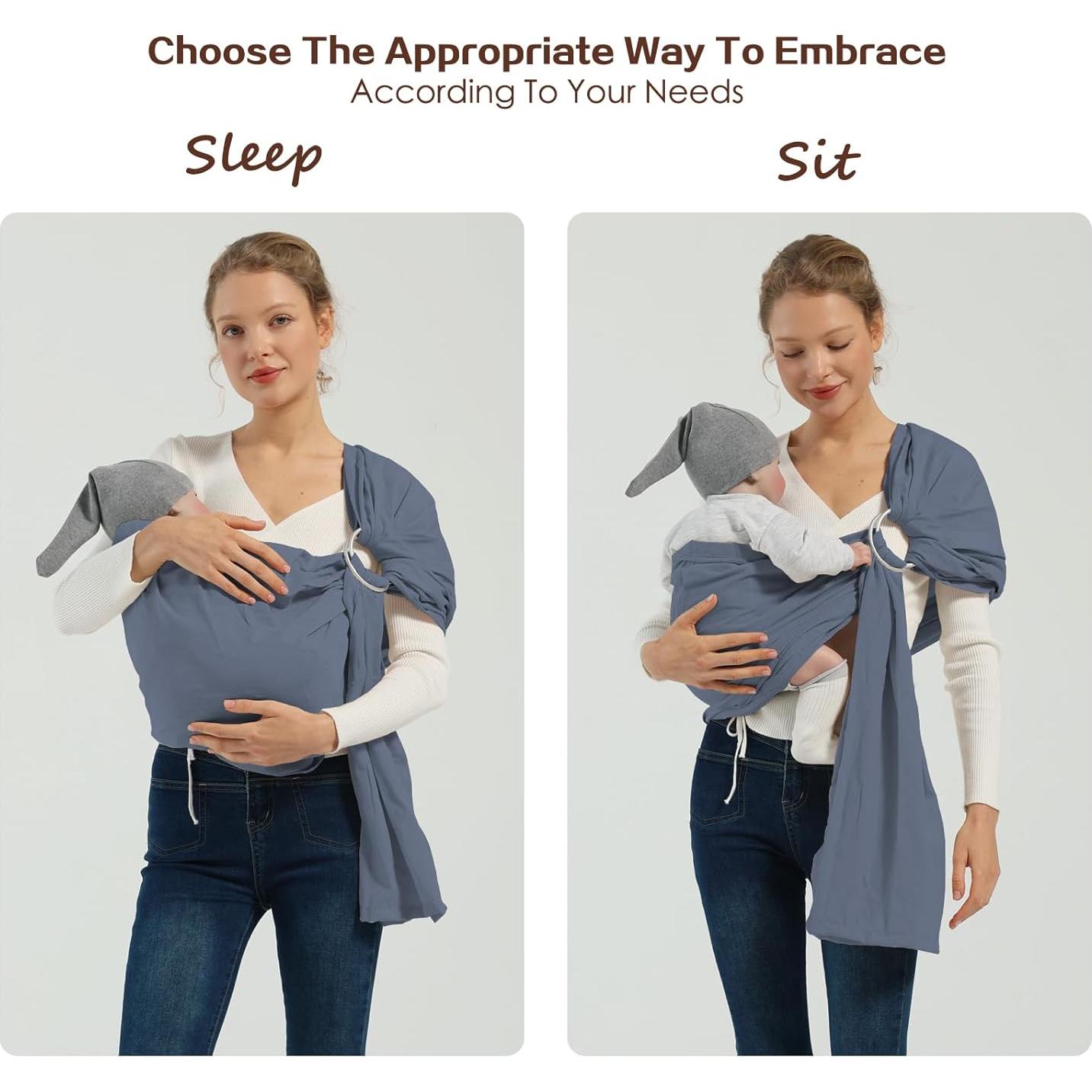 Fular de Anillo para Bebé Azul 3-15.9 kg Algodón