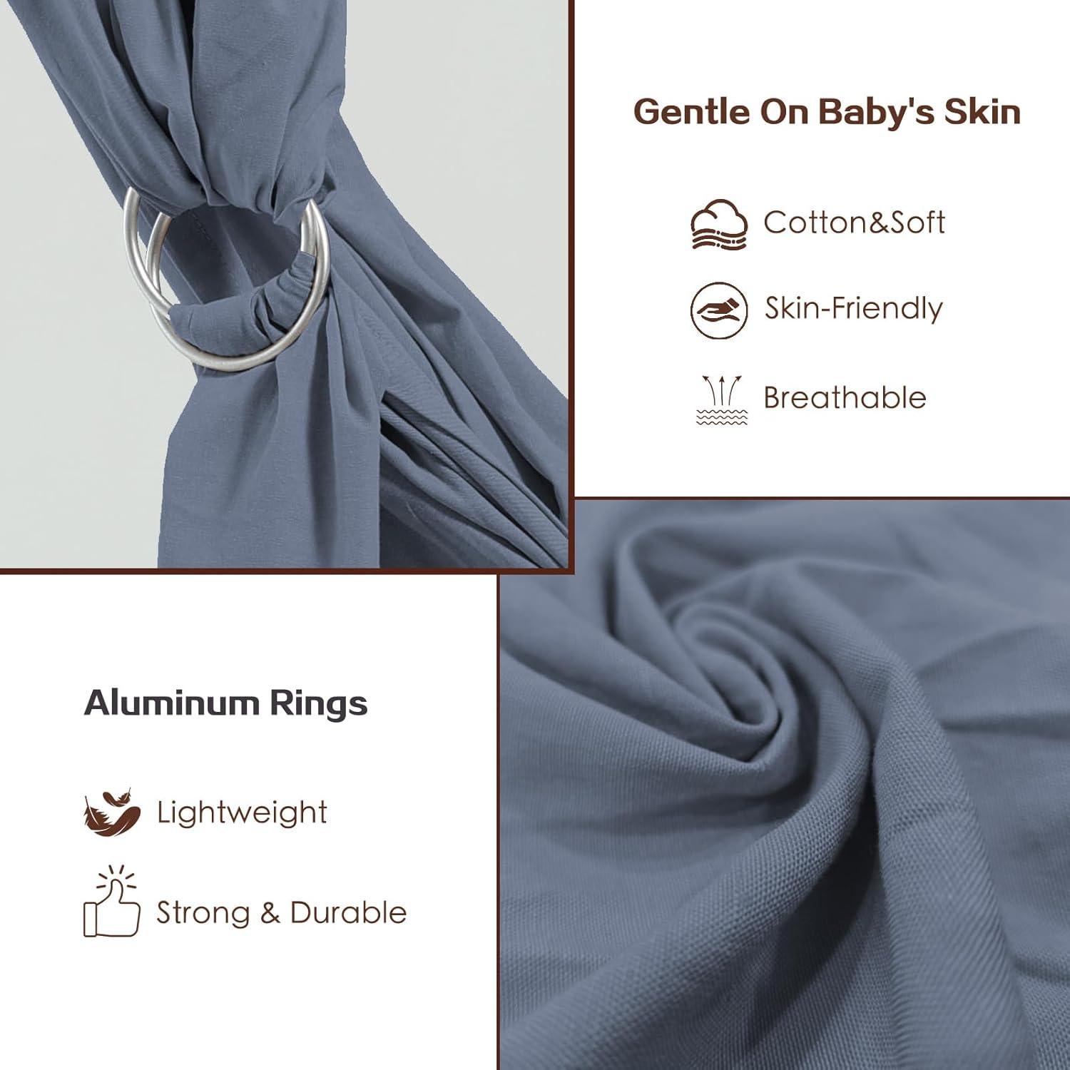 Fular de Anillo para Bebé Azul 3-15.9 kg Algodón