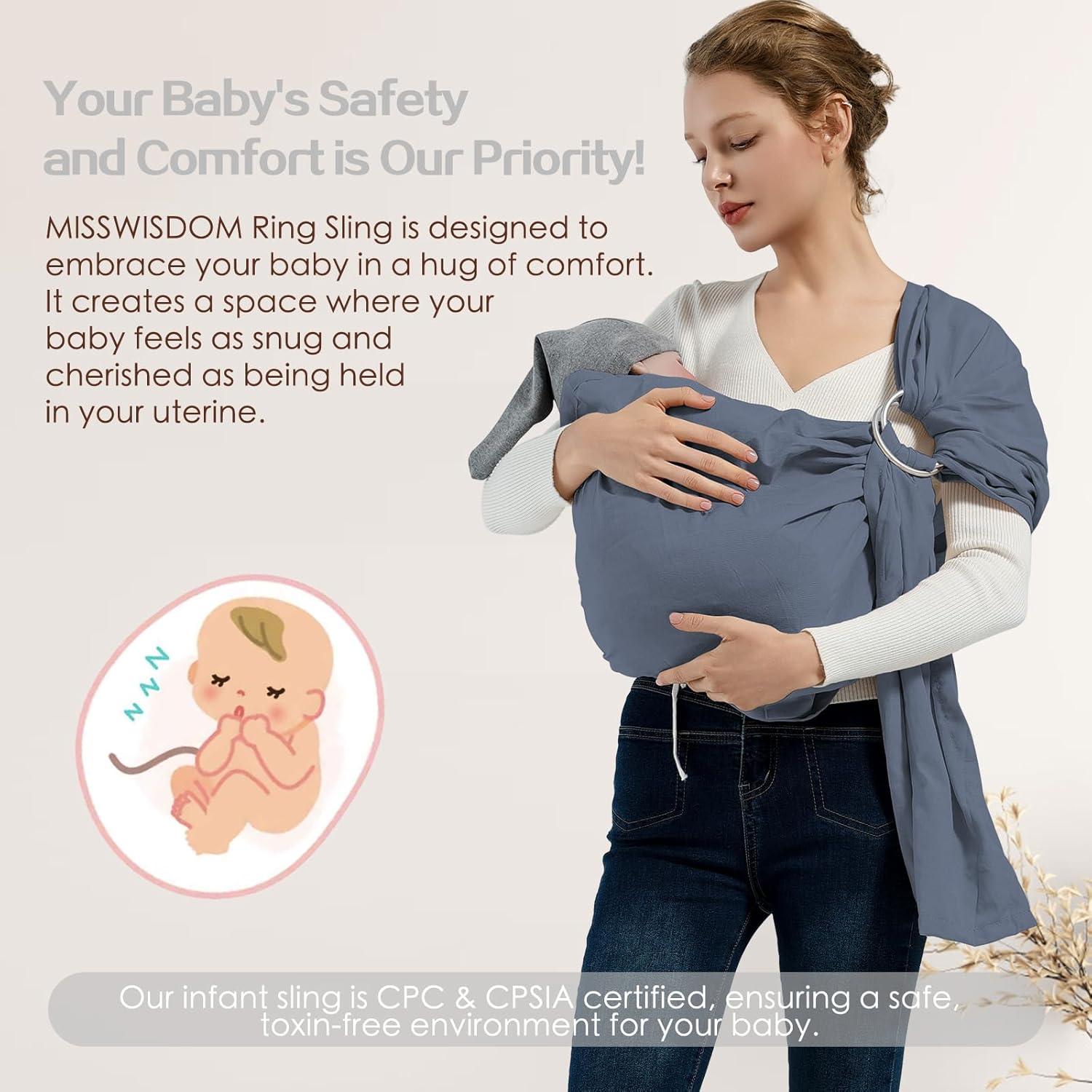 Fular de Anillo para Bebé Azul 3-15.9 kg Algodón