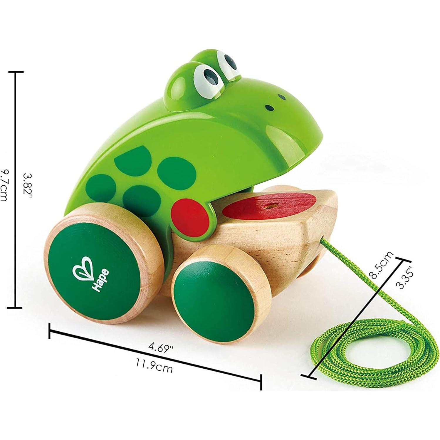 Juguete de Madera Rana Tirar-Atrás Hape - 200g, 11.7x8.4x9.7cm