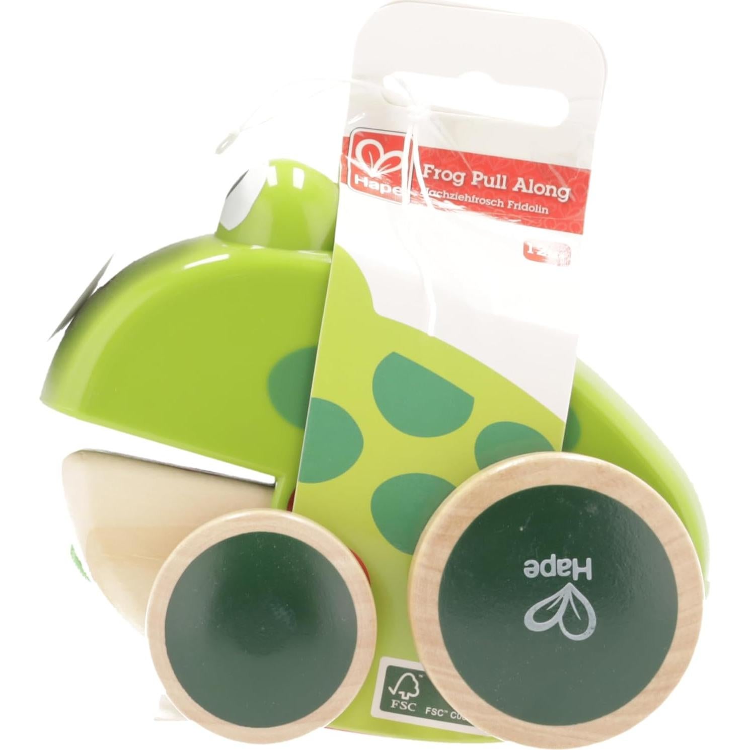 Juguete de Madera Rana Tirar-Atrás Hape - 200g, 11.7x8.4x9.7cm