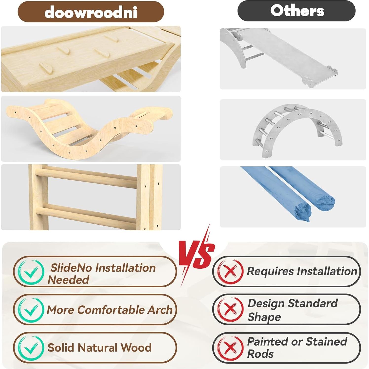 Conjunto de Escalada Montessori 7 en 1 doowroodni Natural