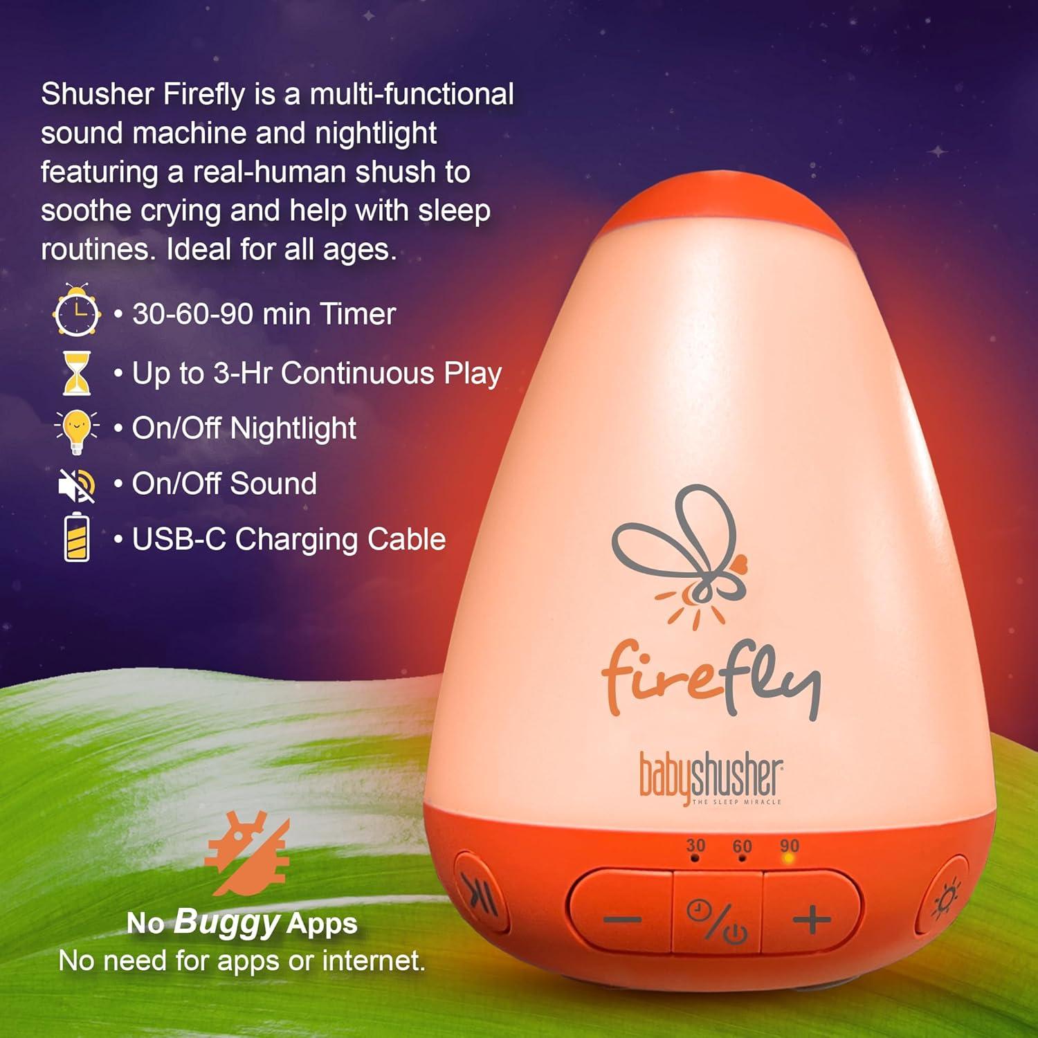 Baby Shusher Firefly Luz Nocturna y Sonido para Bebés