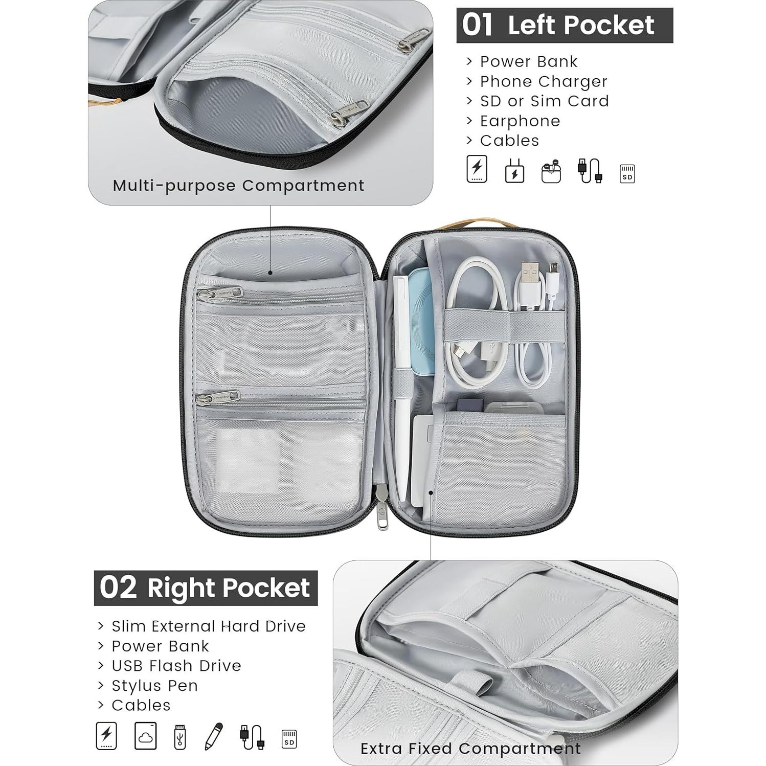 Organizador de Cables Travelkin Pequeño Negro Volcánico 21.1x13.5cm