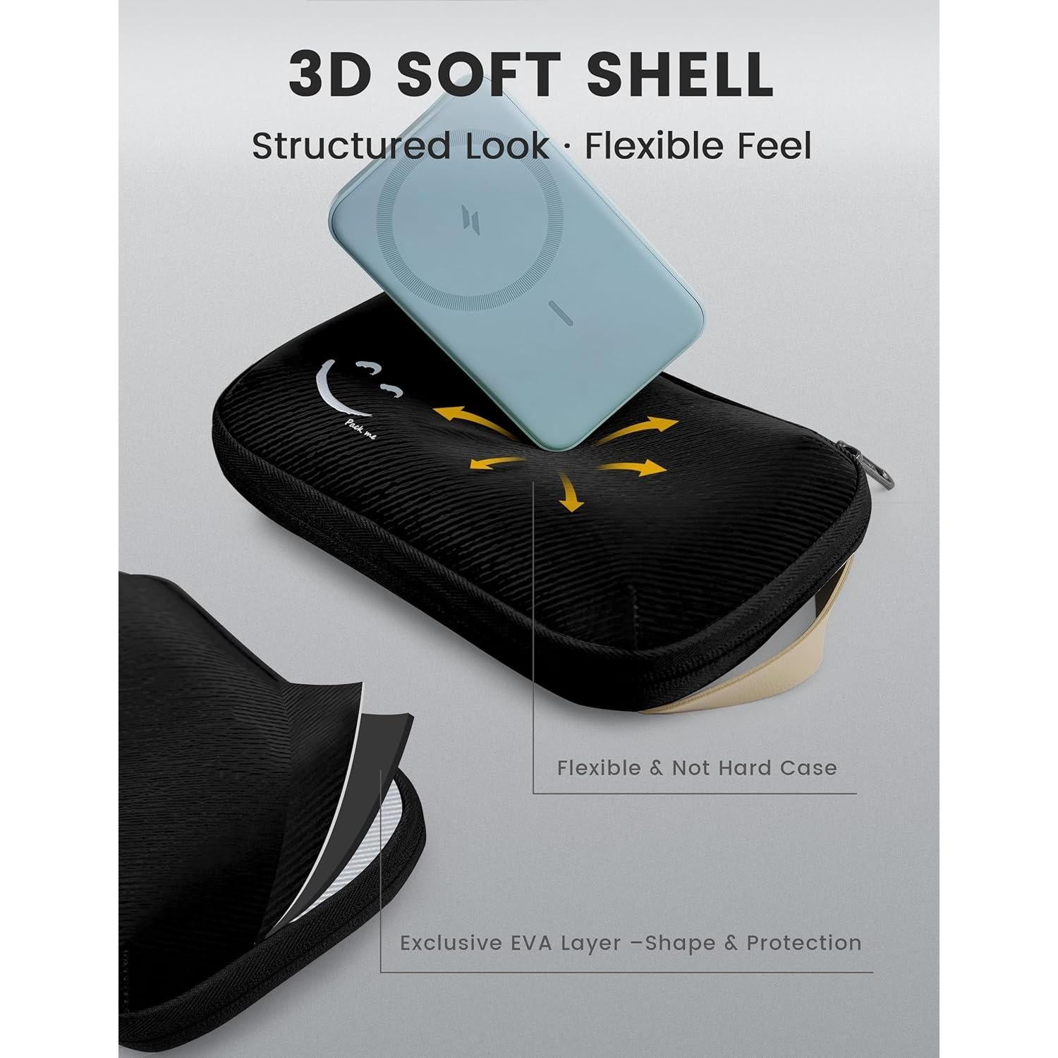 Organizador de Cables Travelkin Pequeño Negro Volcánico 21.1x13.5cm