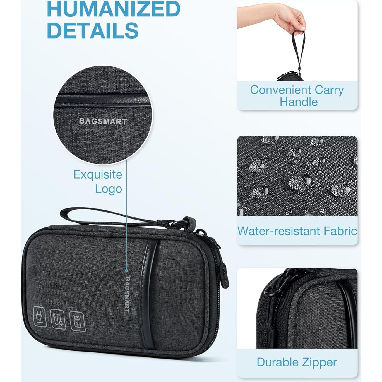 Organizador de Cables BAGSMART Negro 19x11 cm para Viaje