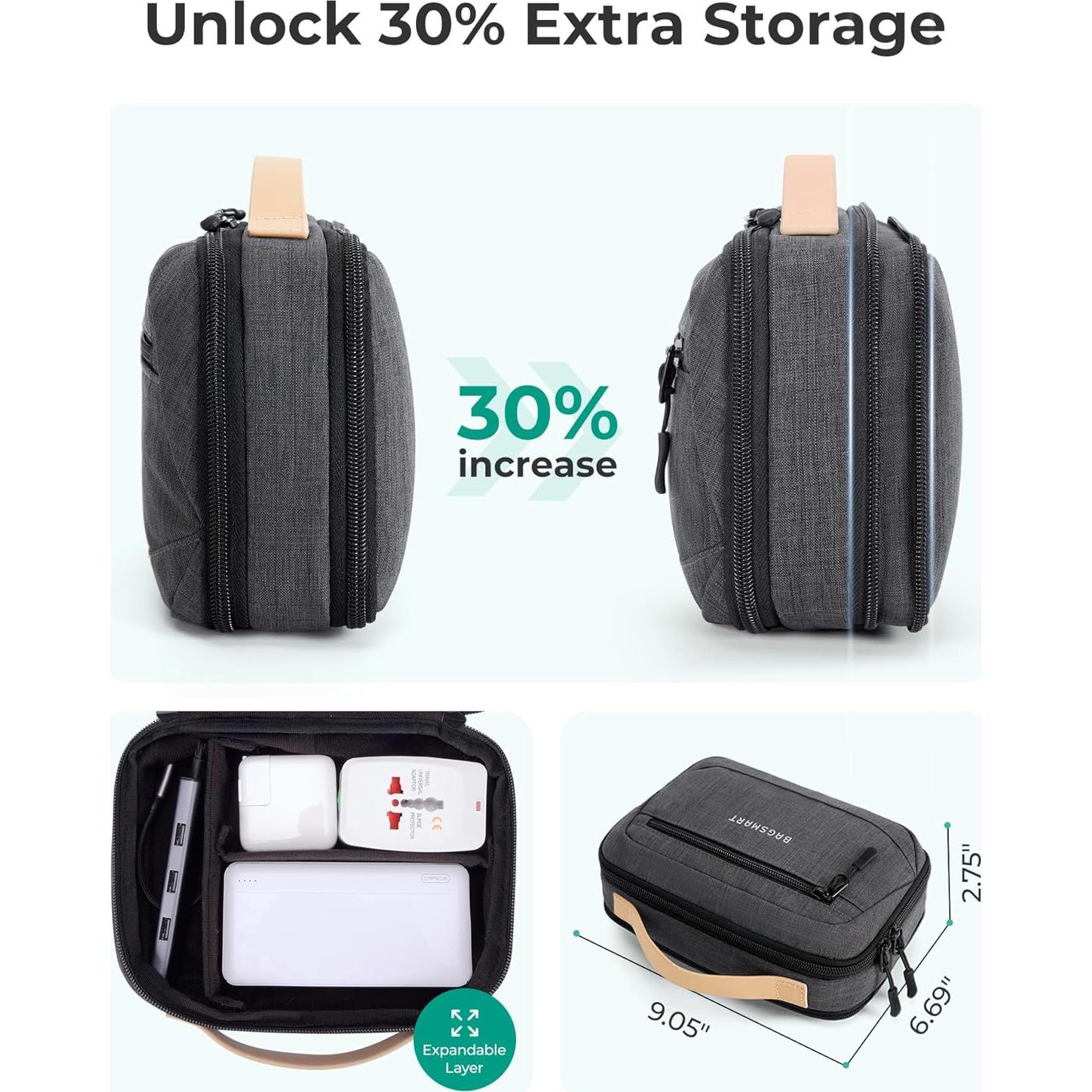 Organizador de Cables de Viaje BAGSMART Expandible 21cm Negro