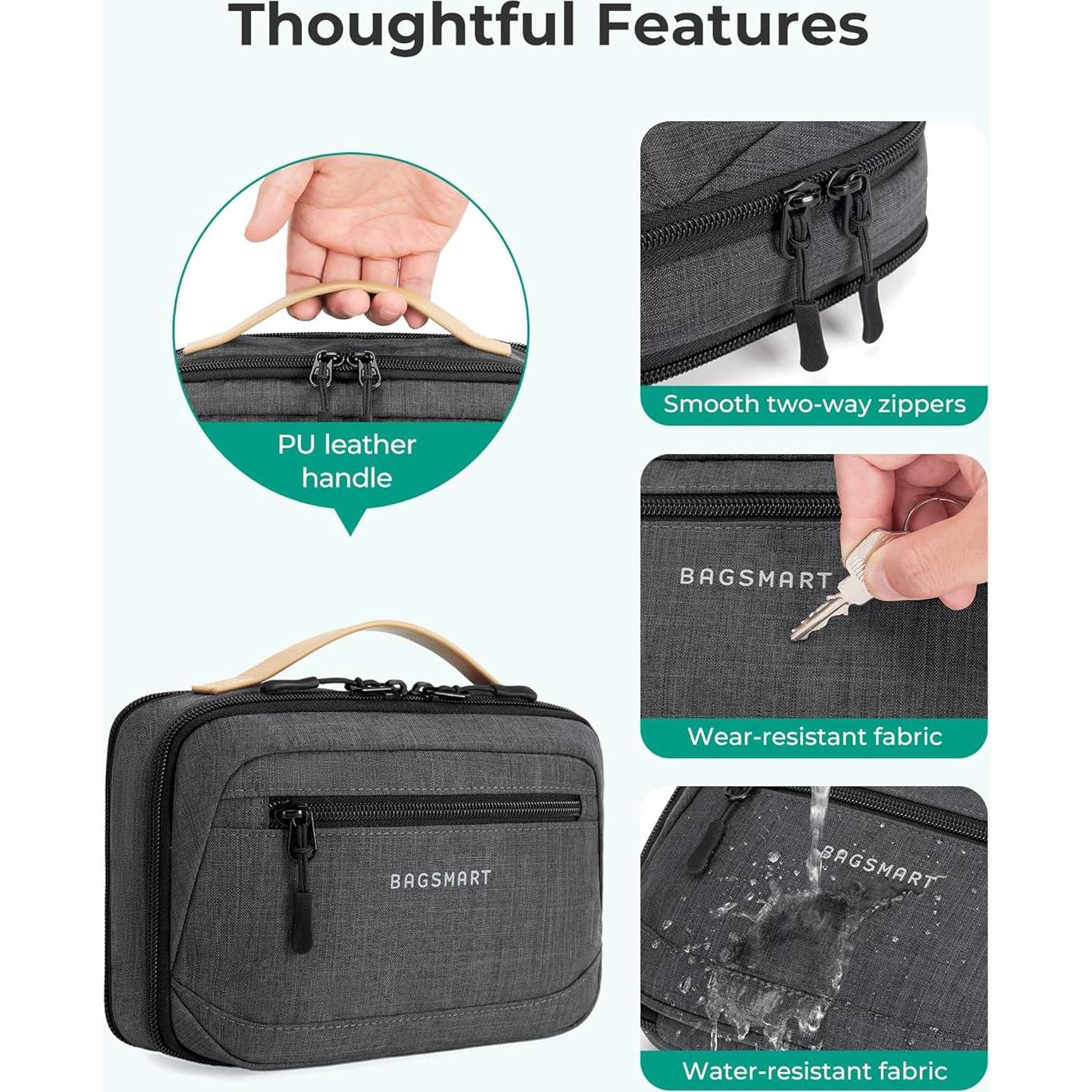 Organizador de Cables de Viaje BAGSMART Expandible 21cm Negro