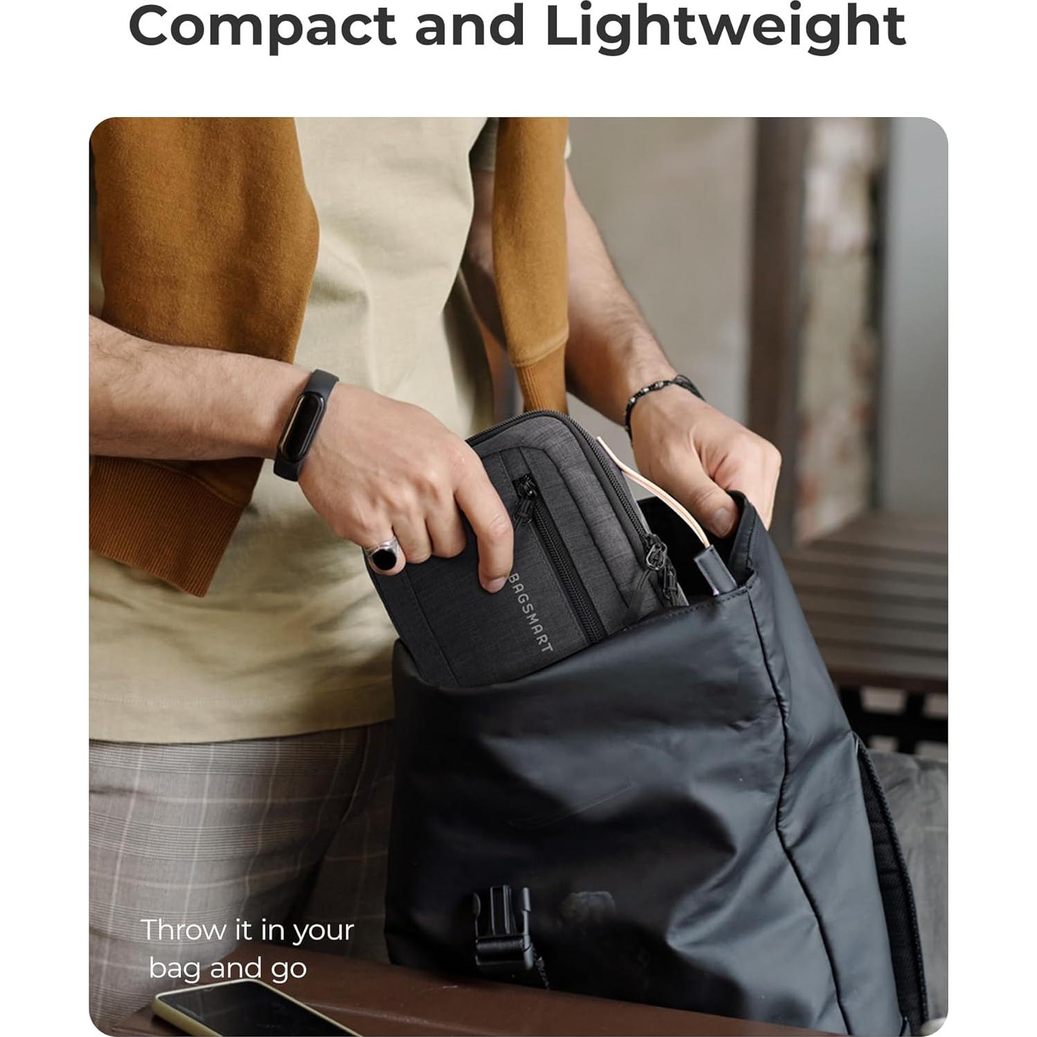 Organizador de Cables de Viaje BAGSMART Expandible 21cm Negro