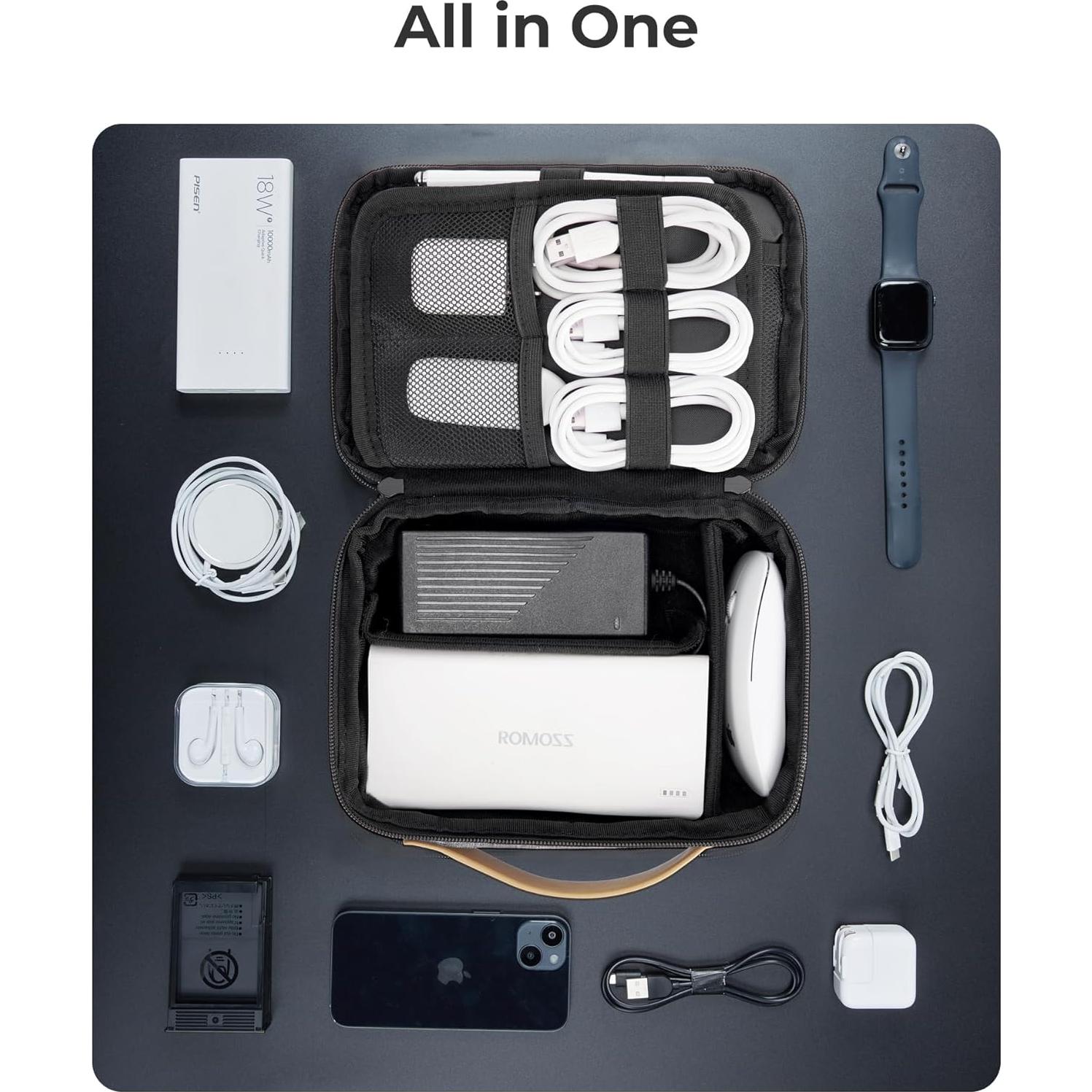 Organizador de Cables de Viaje BAGSMART Expandible 21cm Negro