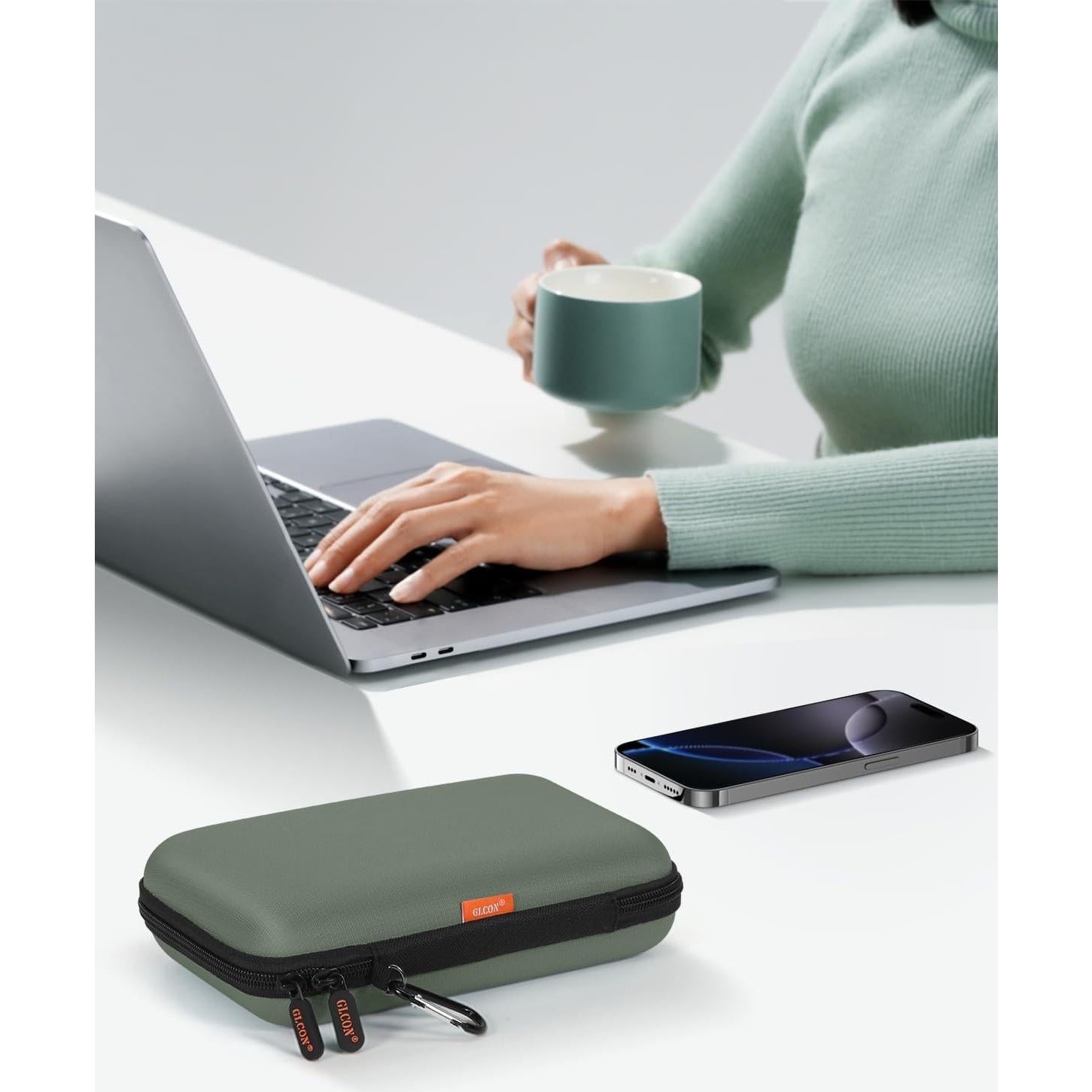 Funda Dura GLCON Verde Ejercito para Accesorios Electrónicos