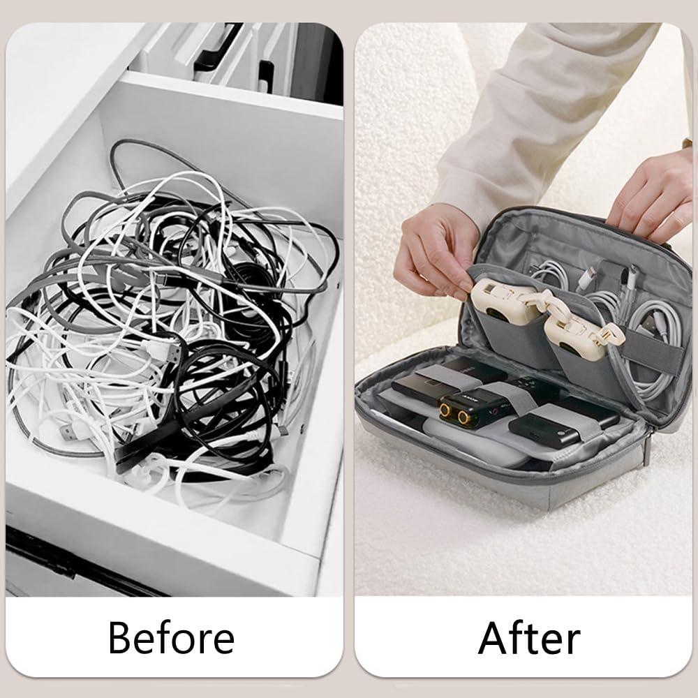 Organizador de Electrónicos Kaxich Beige, Estuche Impermeable 23x14x9.5cm