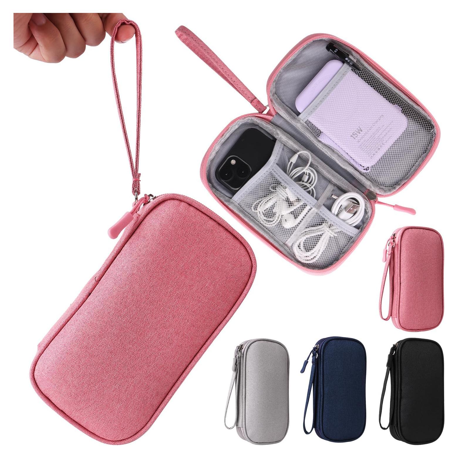 Organizador de Cables KINMINGZHU Rosa - Estuche de Viaje 19x11 cm