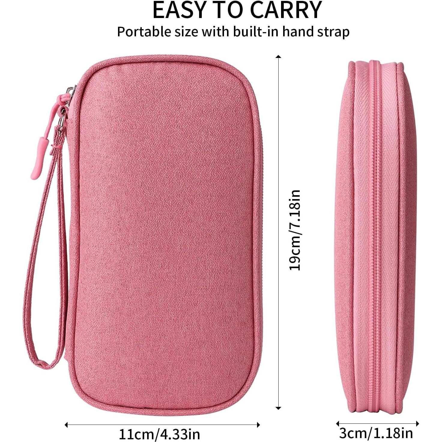 Organizador de Cables KINMINGZHU Rosa - Estuche de Viaje 19x11 cm