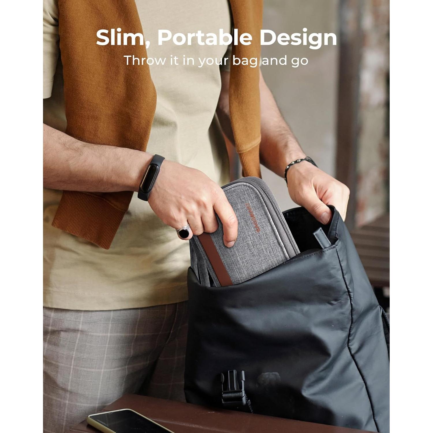 Organizador de Cables BAGSMART Gris Compacto para Viaje