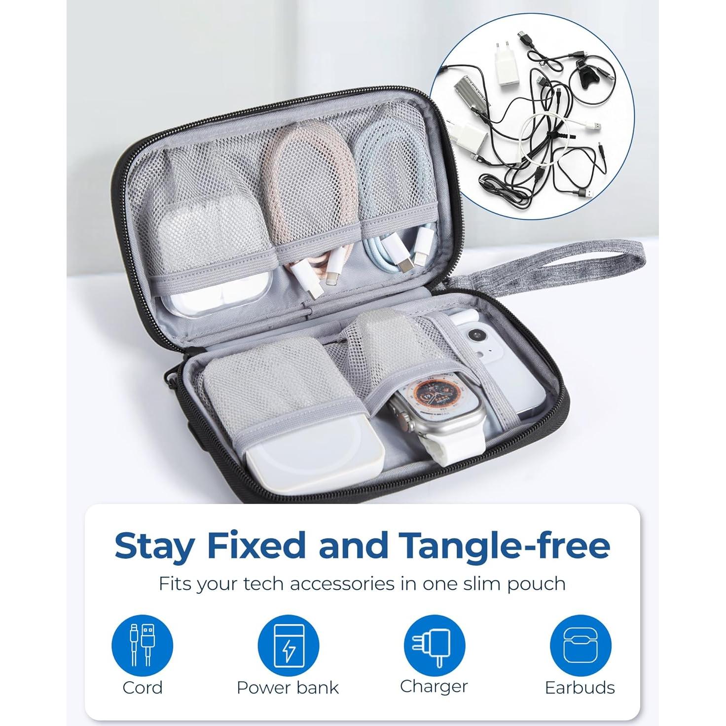 Organizador de Cables BAGSMART Gris Compacto para Viaje