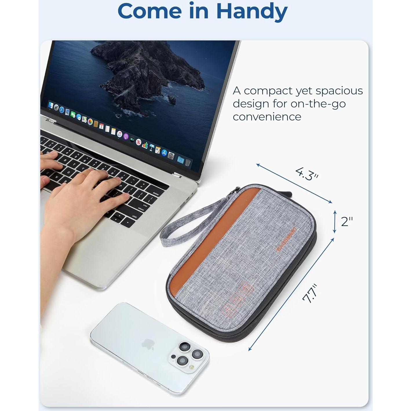 Organizador de Cables BAGSMART Gris Compacto para Viaje