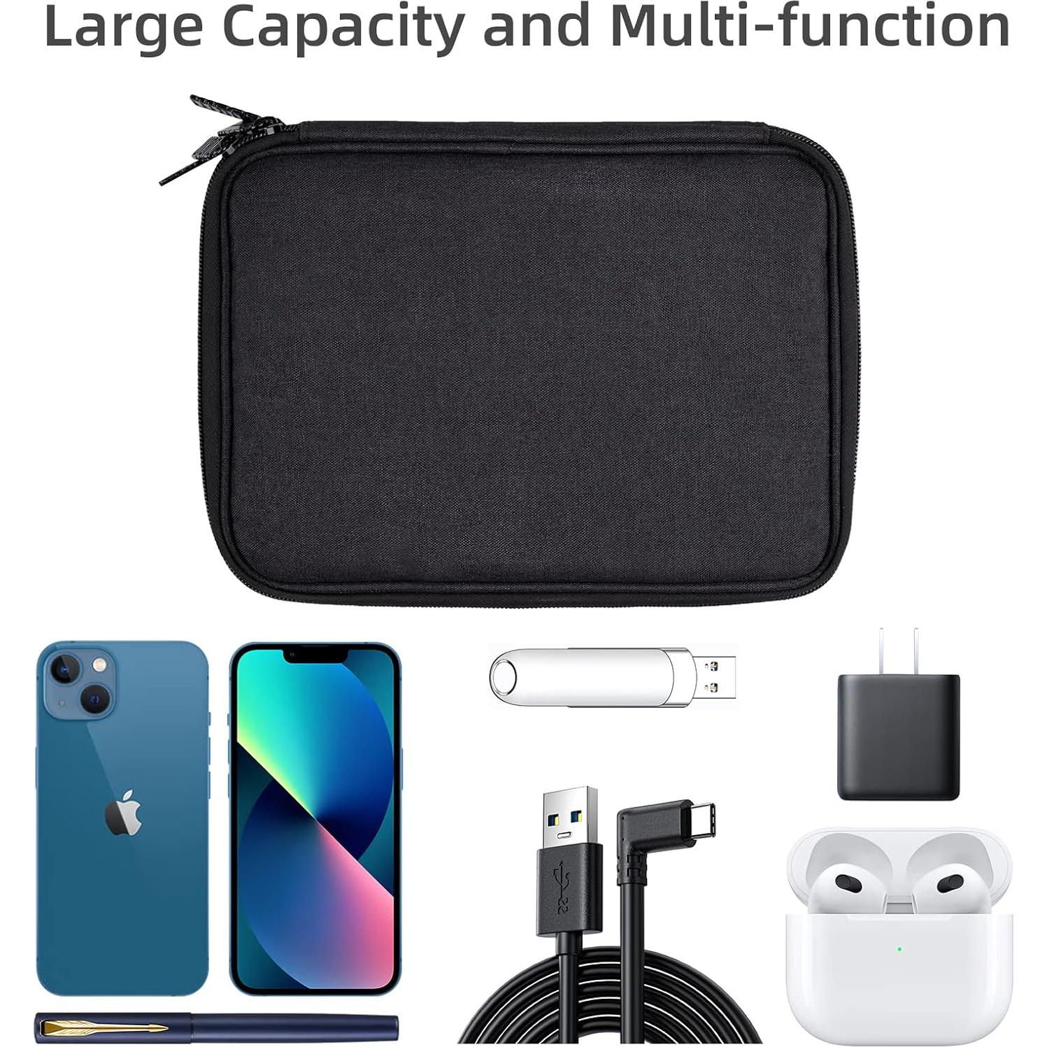 Organizador Electrónico de Viaje Doble Capa Negro con Sujetacables